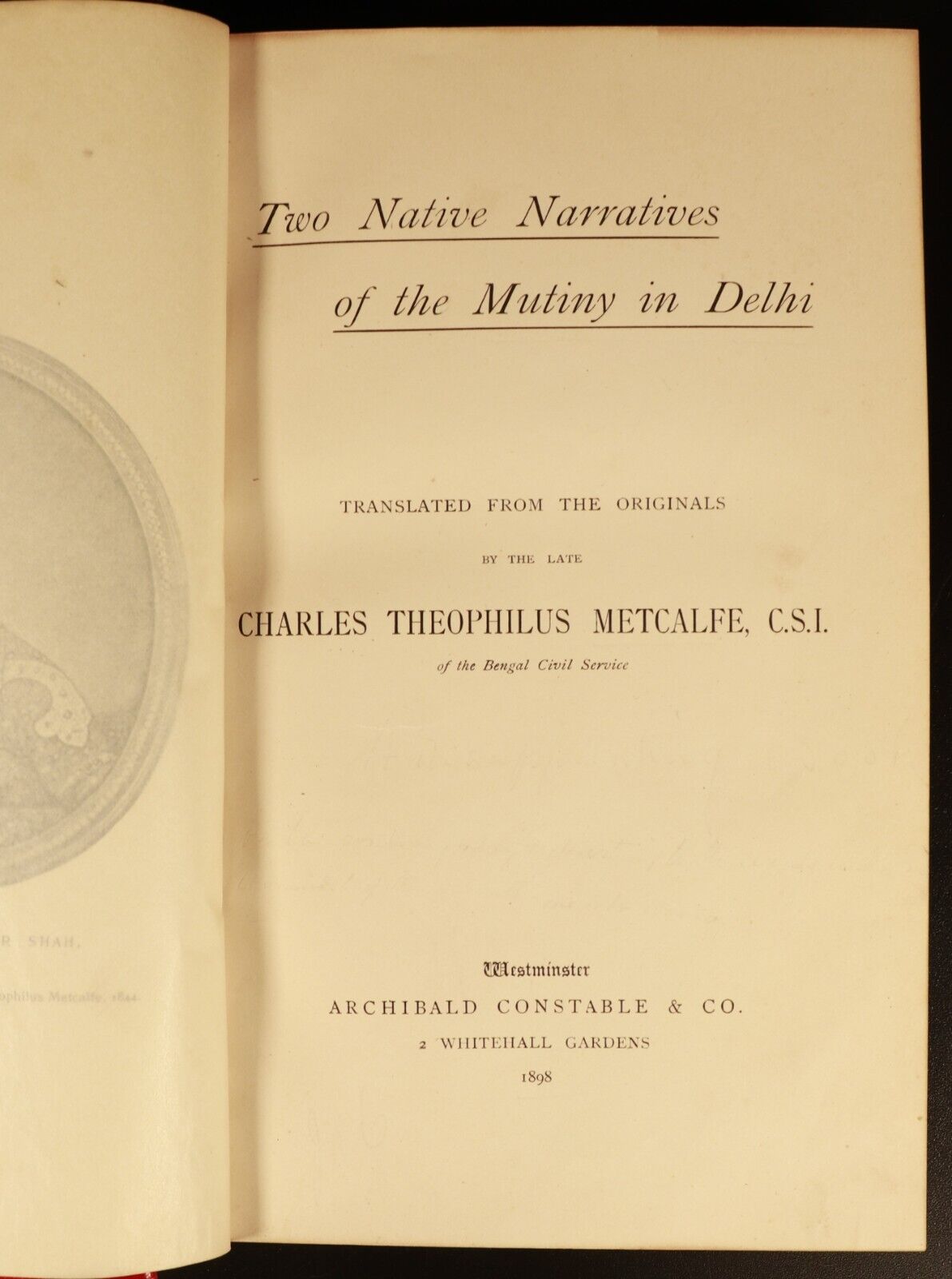 1898 Native Narratives Of Mutiny In Delhi Metcalfe Antique Military History Book