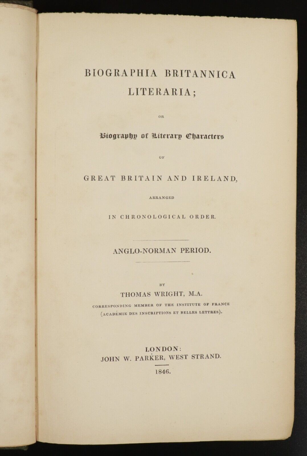 1846 Biographia Britannica Literaria by Thomas Wright Antiquarian Book 1st Ed