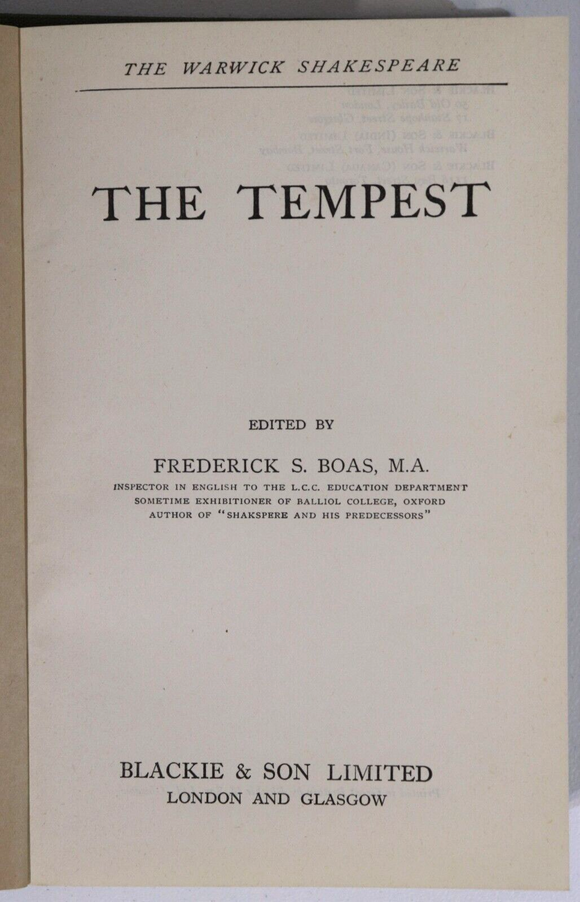 c1930 The Warwick Shakespeare: Coriolanus & Tempest Antique Literature Books