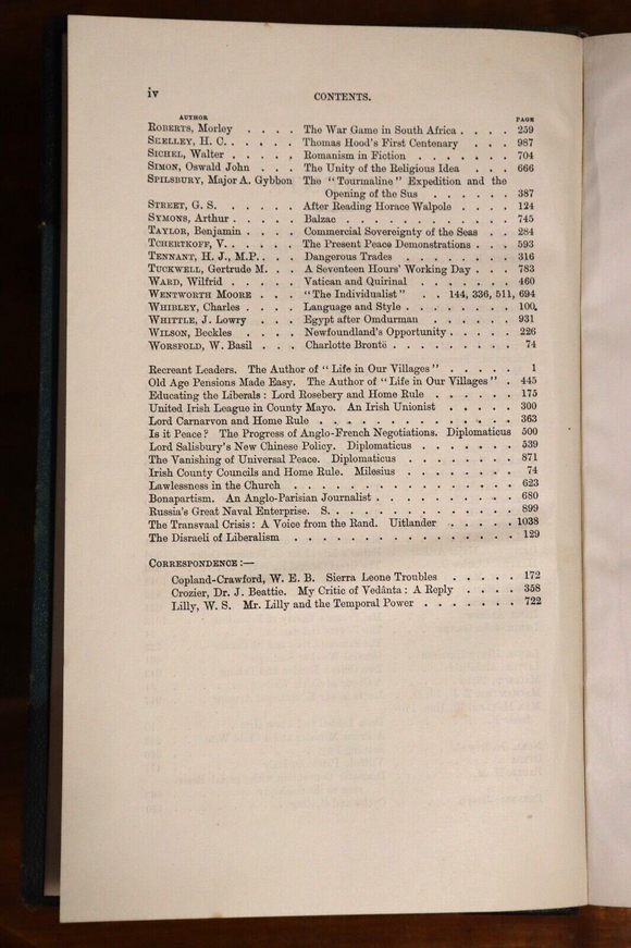 1899 The Fortnightly Review Vol LXV Antique British Societal History Book