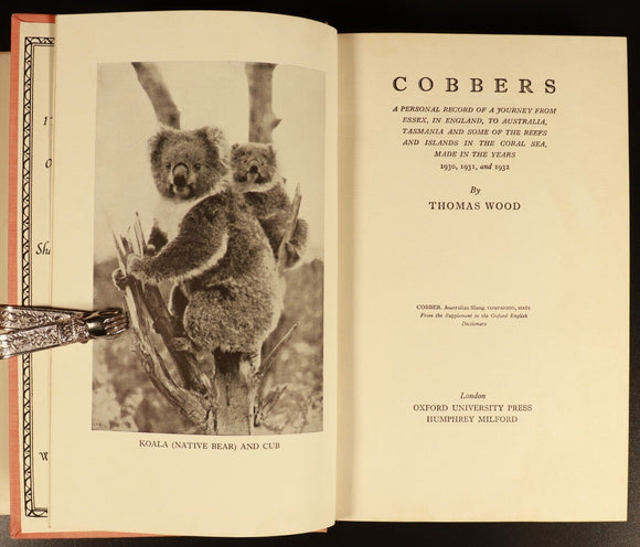 1936 Cobbers by Thomas Wood Antique Australian History Book England To Tasmania