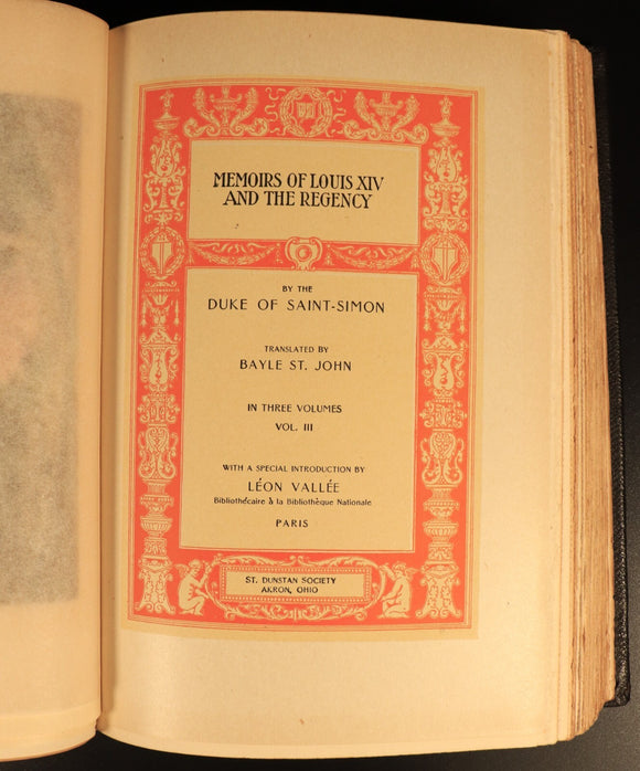 Memoirs Of Louis XIV & Regency 3vol Set 1901 Antique French Royal History Book