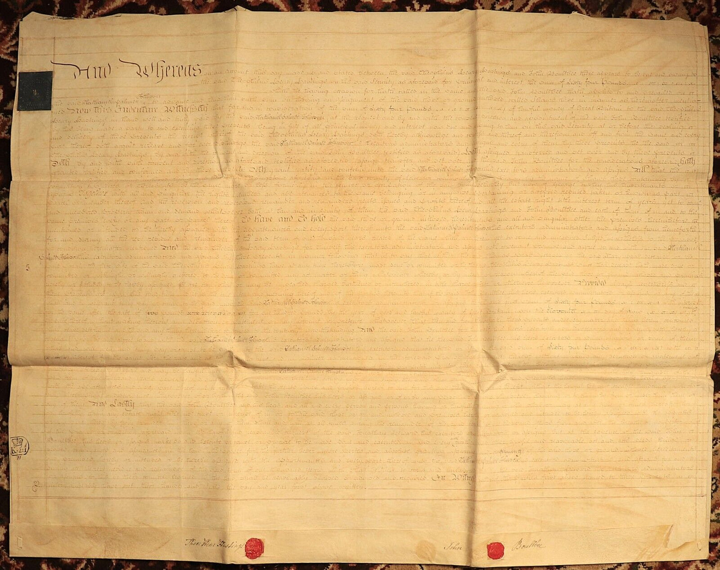 1789 Indenture Conveyance English Legal Document Manuscript Vellum Lease