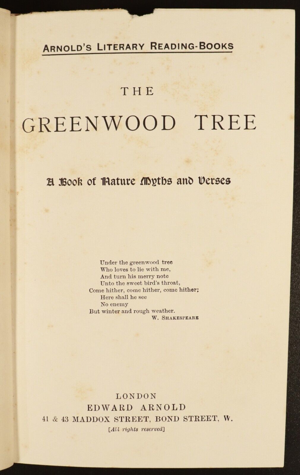 c1903 Greenwood Tree Book Of Nature Myths & Verses Antique Literature Book - 0