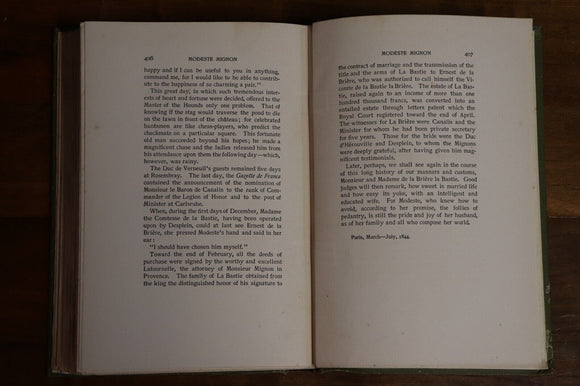 1896 Modeste Mignon by Honoré de Balzac Antique French Fiction Biography Book