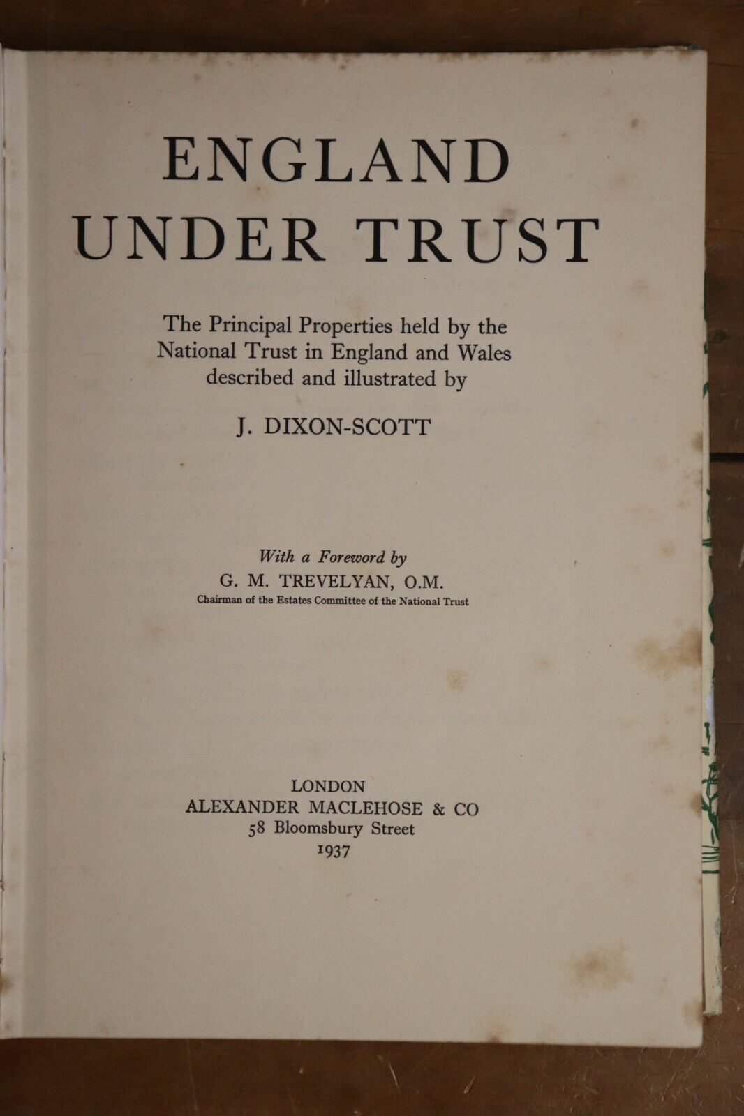 1937 England Under Trust by J. Dixon Scott Antique British History Book