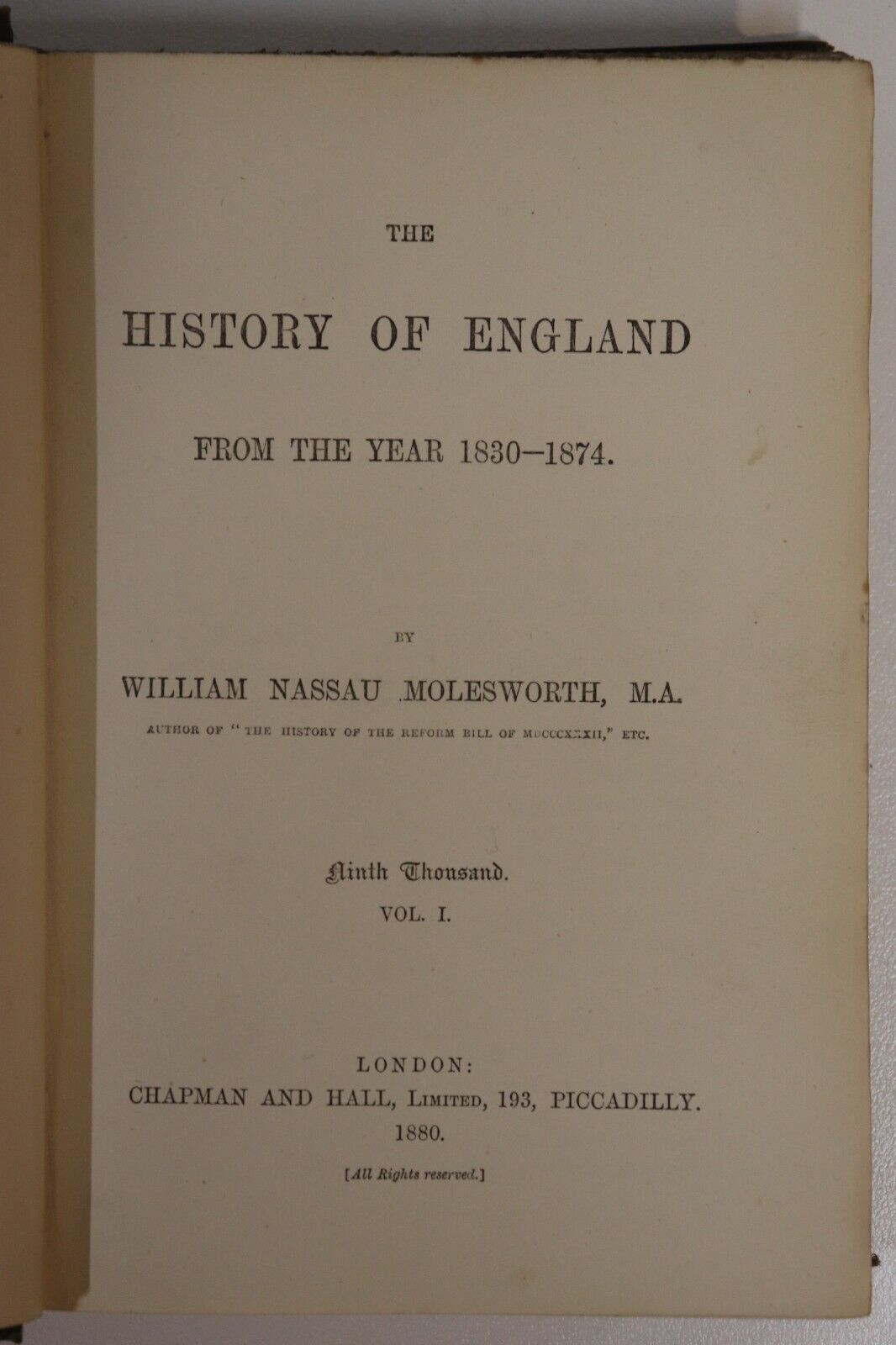 1880 3vol The History Of England by W. Molesworth Antique History Book Set