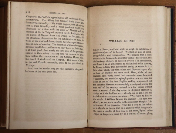 1866 Essays On Art by Francis Turner Palgrave Antique British Art History Book