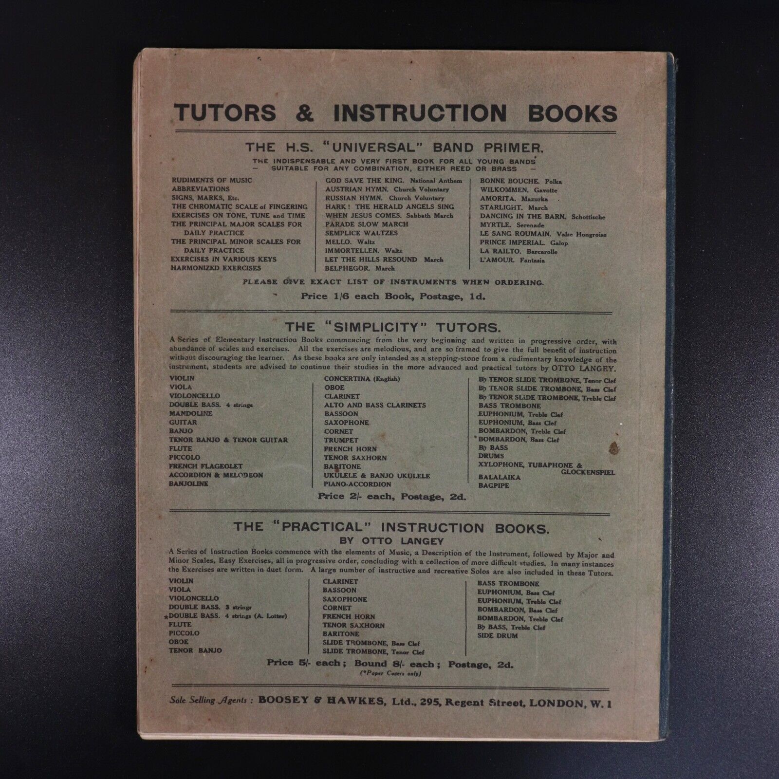 c1895 Practical Tutor For The Clarinet Antique Classical Music Reference Book