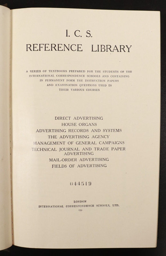 c1930 3vol I.C.S. Reference Library: Advertising - Antique Marketing Book Set