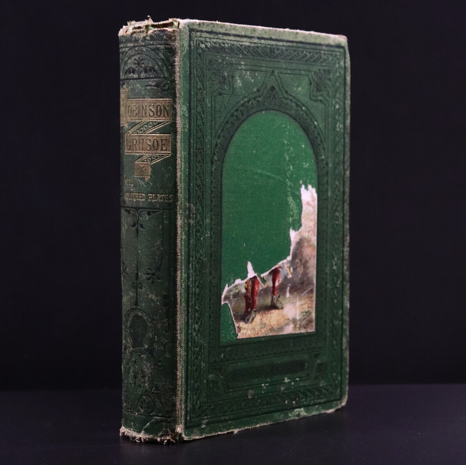 1876 Life & Adventures Of Robinson Crusoe by Daniel Defoe Antique Fiction Book