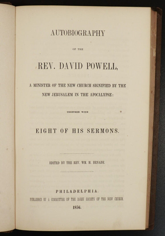 1856 Autobiography Of The Rev. David Powell Antiquarian Religious History Book