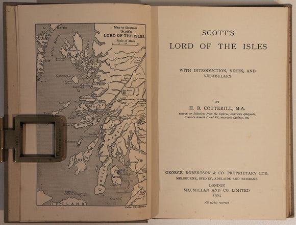 1904 Scott's Lord Of The Isles by HB Cotterill Antique Fiction Literature Book