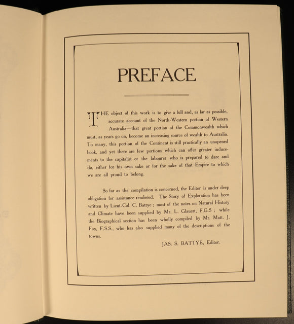The History Of North West Australia by JS Battye Australian History Book 1985