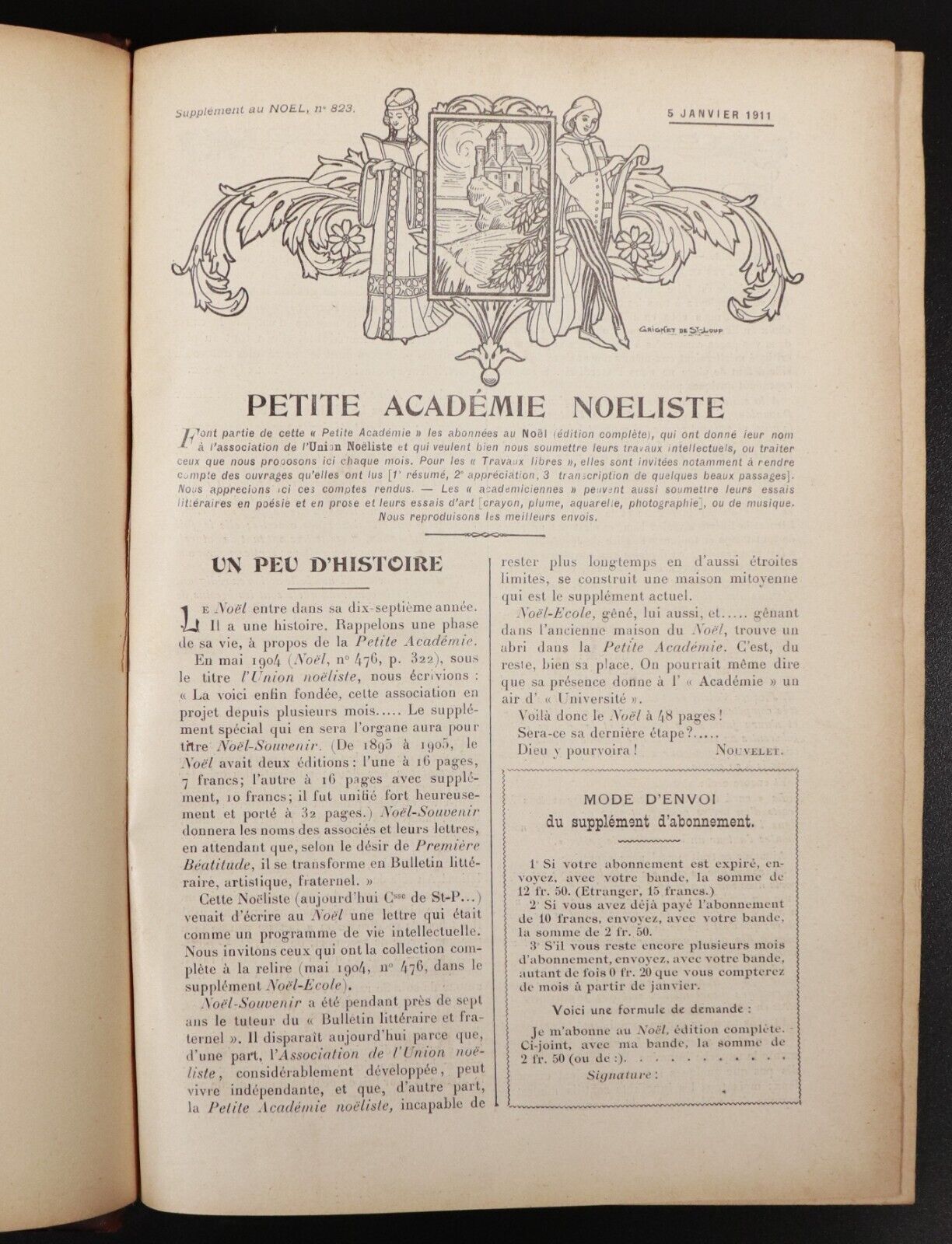 1911 Petite Academie Noeliste Antique French Literature Magazine Book Scarce - 0