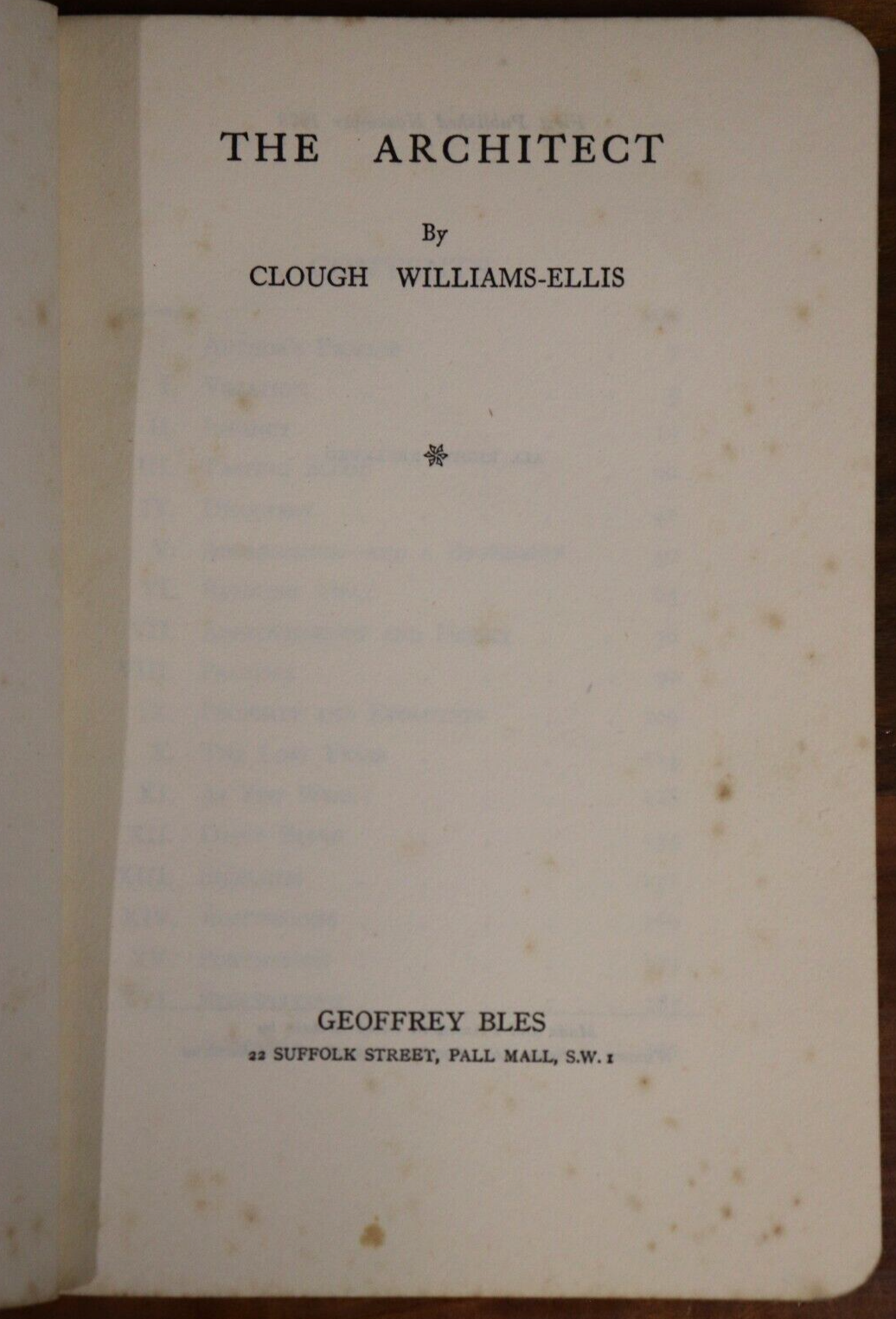1929 The Architect by Clough Williams-Ellis 1st Ed. Antique Architecture Book - 0