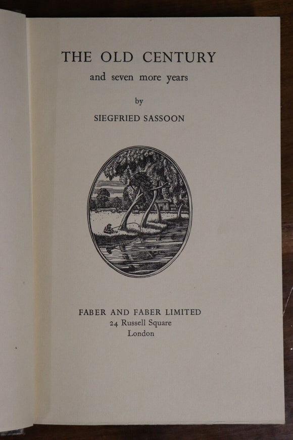 1938 The Old Century by Siegfried Sassoon Antique British Autobiography Book