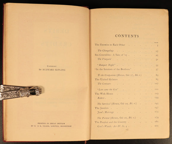 c1909 8vol Rudyard Kipling Library Antique Fiction Book Collection Bulk Lot