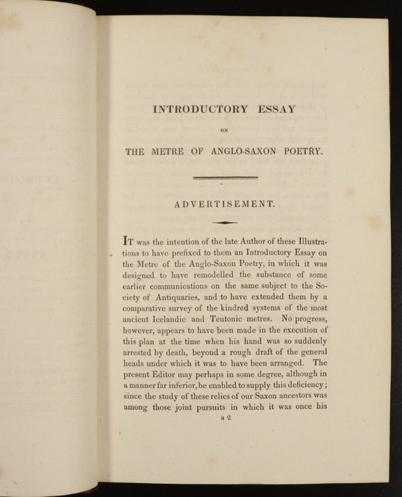 1826 Illustrations Of Anglo-Saxon Poetry by JJ Conybeare Antiquarian Book 1st Ed