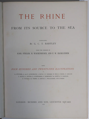 1878 The Rhine: From Source To The Sea by G Bartley Antique Picturesque Book - 0
