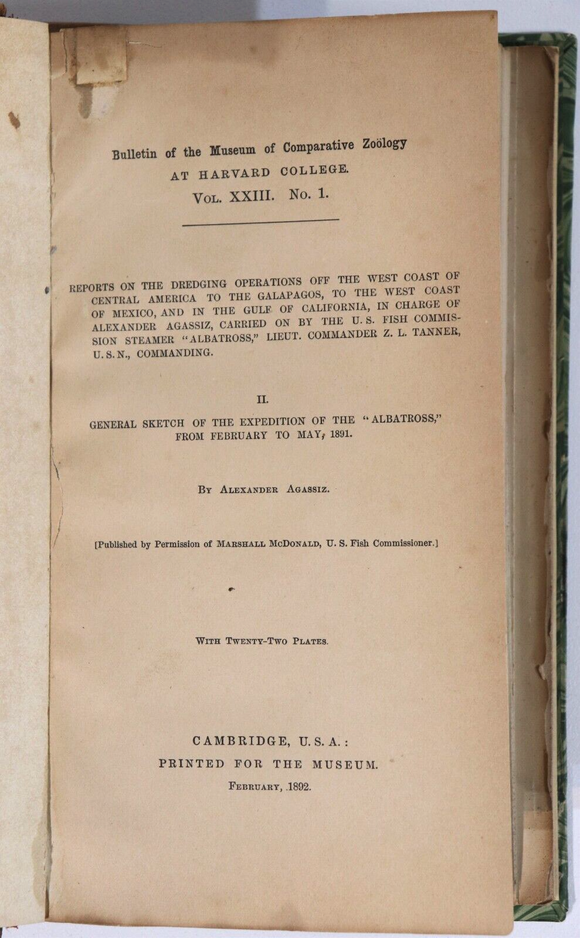 1892 Bulletin Of Museum Of Comparative Zoology Antique Natural History Book