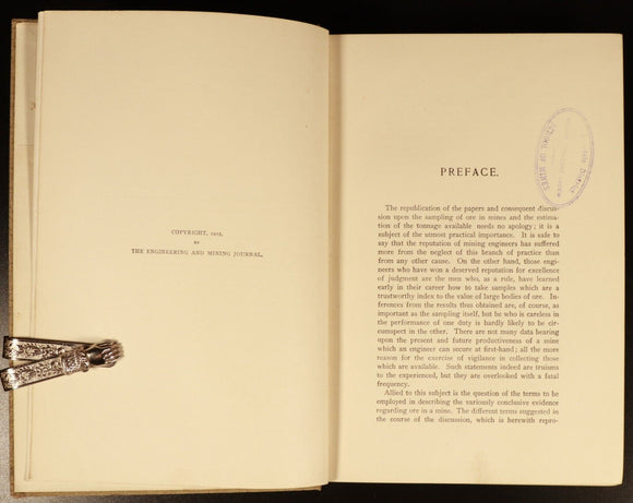 1904 Sampling Of Ore In A Mine TA Rickard Antique American Mining Reference Book