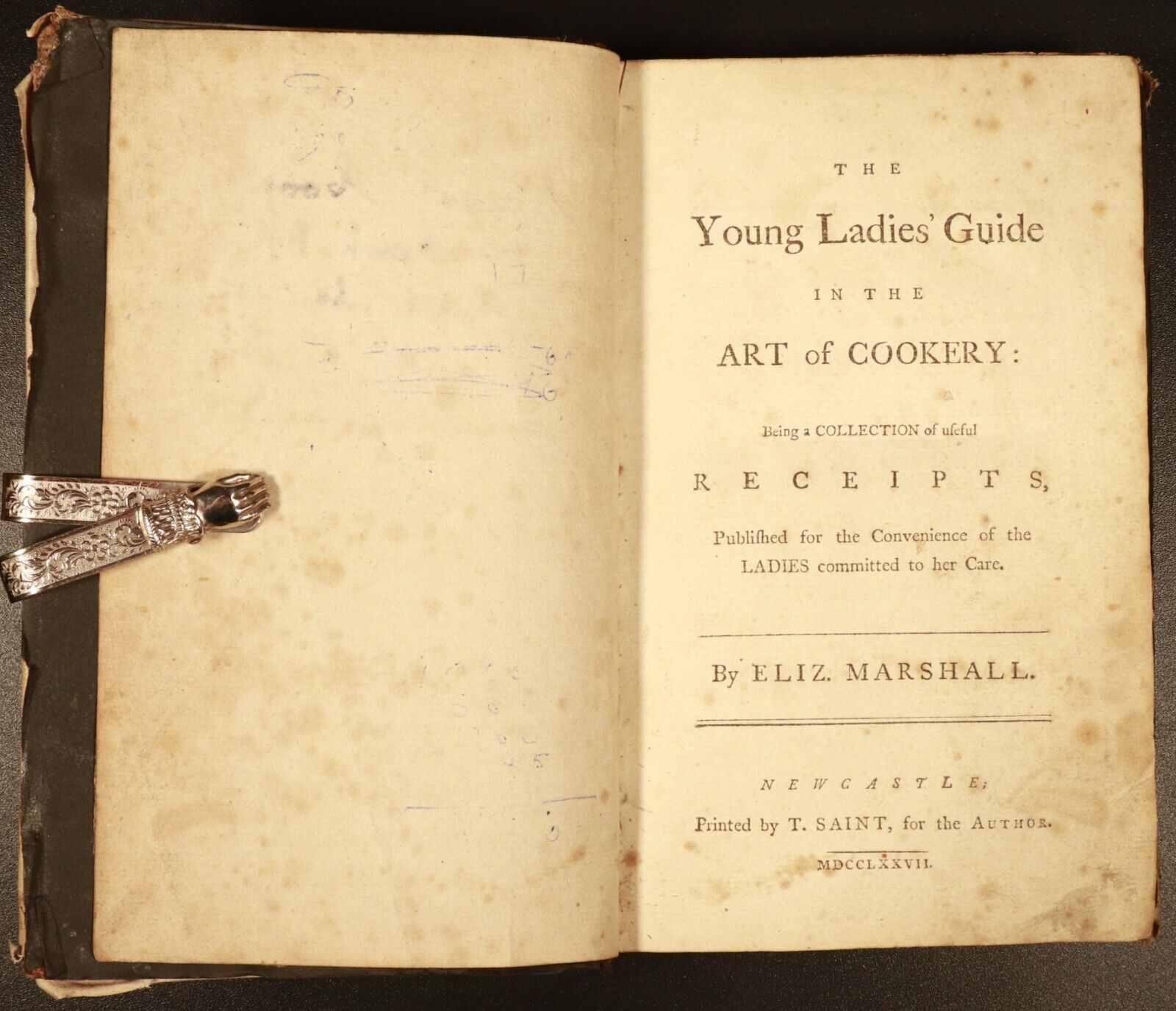 1777 Young Ladies Guide In Art Of Cookery Rare Antiquarian Cook Book + Recipes