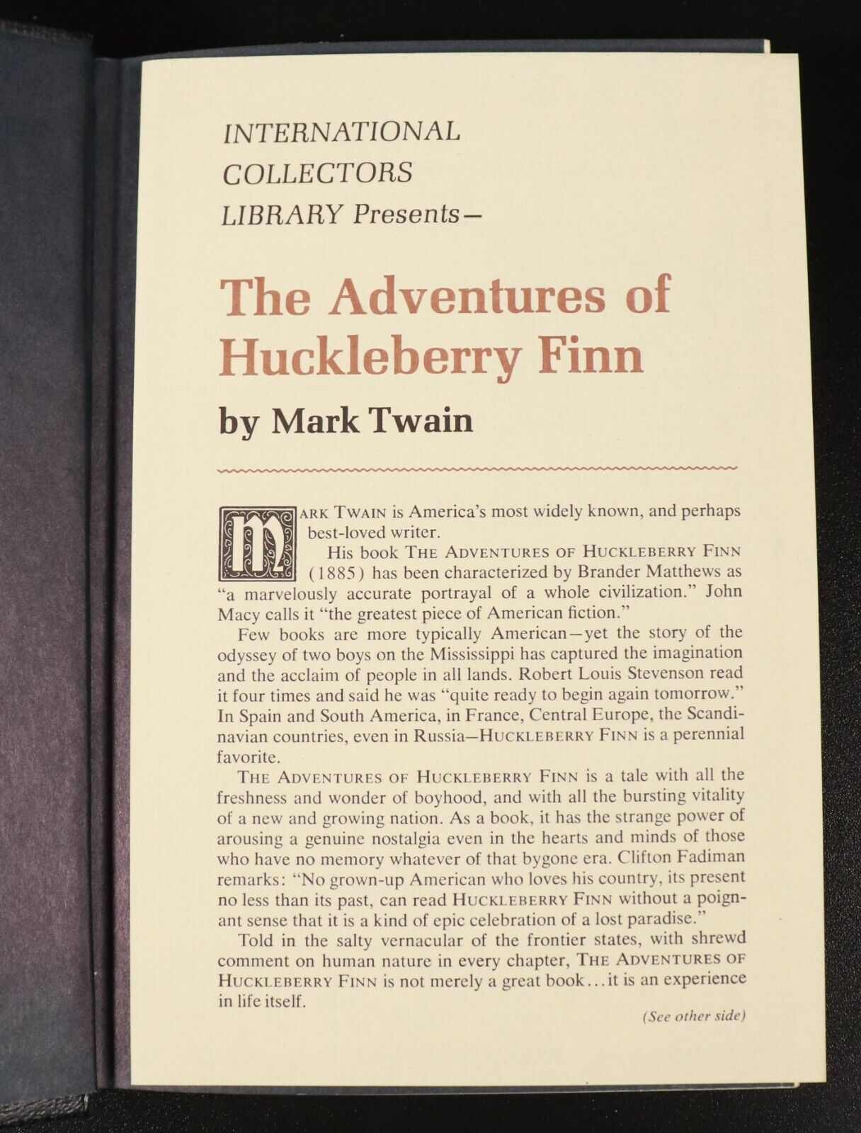 c1950 Huckleberry Finn by Mark Twain International Collectors Library Book