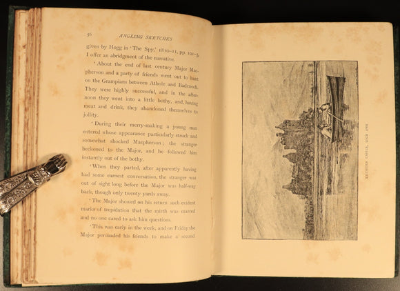 1891 Angling Sketches by Andrew Lang + Burn-Murdoch Antique Anglers Art Book