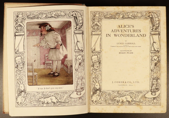 c1930 Alice's Adventures In Wonderland Antique Children's Book Bessie Pease Ed.