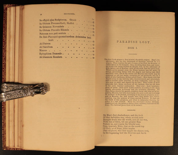 c1850 Poetical Works Of John Milton Paradise Lost Antique Poetry Book Leather
