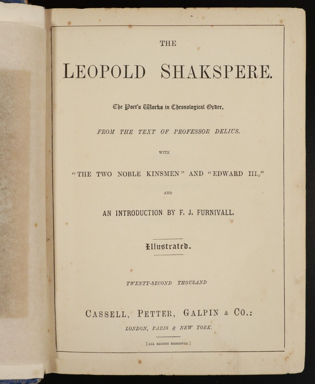 c1885 The Leopold Shakspere Illustrated: Cassell Antiquarian Literature Book