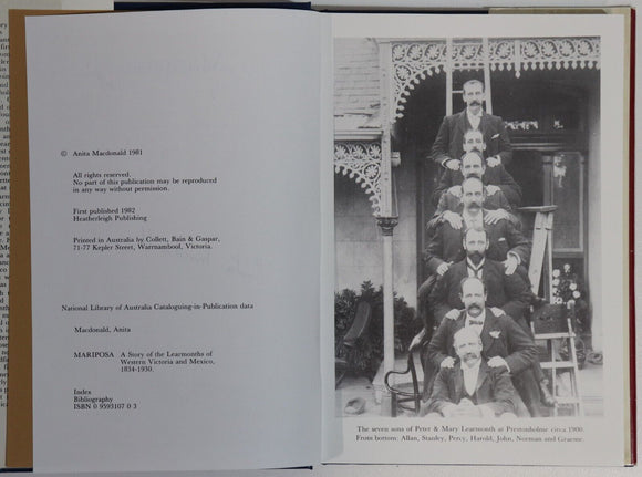 1982 Mariposa: Story Of The Learmonths Australian History Book Western Victoria