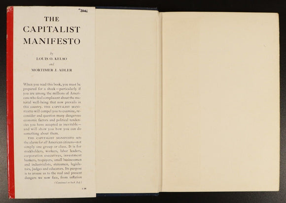 1958 The Capitalist Manifesto by Louis Kelso 1st Edition Financial History Book