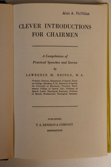 1972 Clever Introductions For Chairmen Vintage Speech Writing Reference Book - 0
