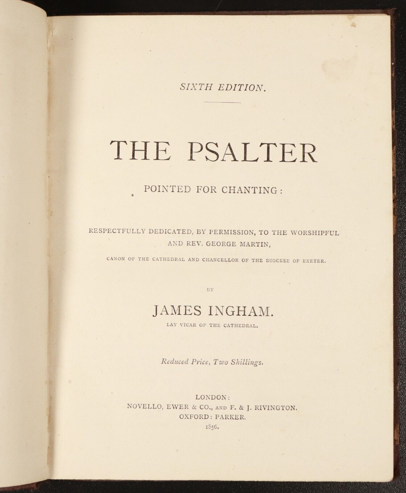 1856 The Psalter Pointed For Chanting by J. Ingham Antiquarian Theology Book 1st - 0