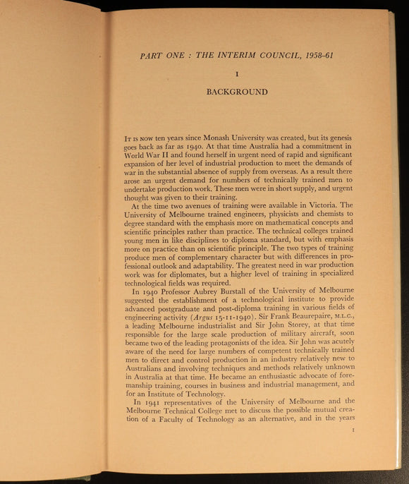 Monash University First Ten Years 1968 Australian History Book SIGNED LETTER