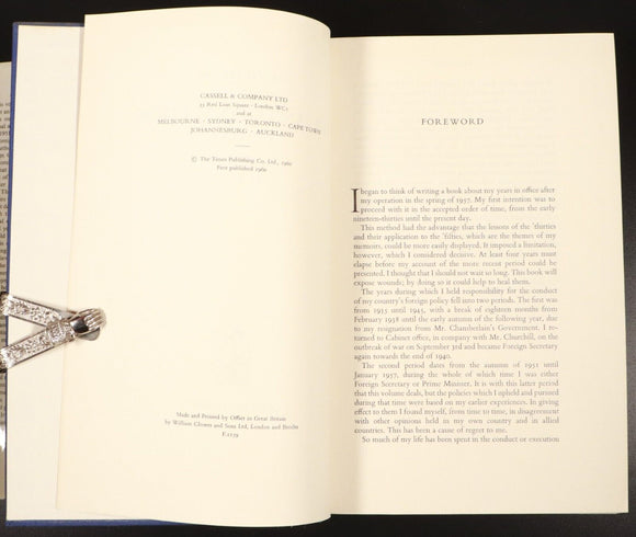 1960 3vol The Eden Memoirs by The Earl Of Avon WW2 Military History Book Set