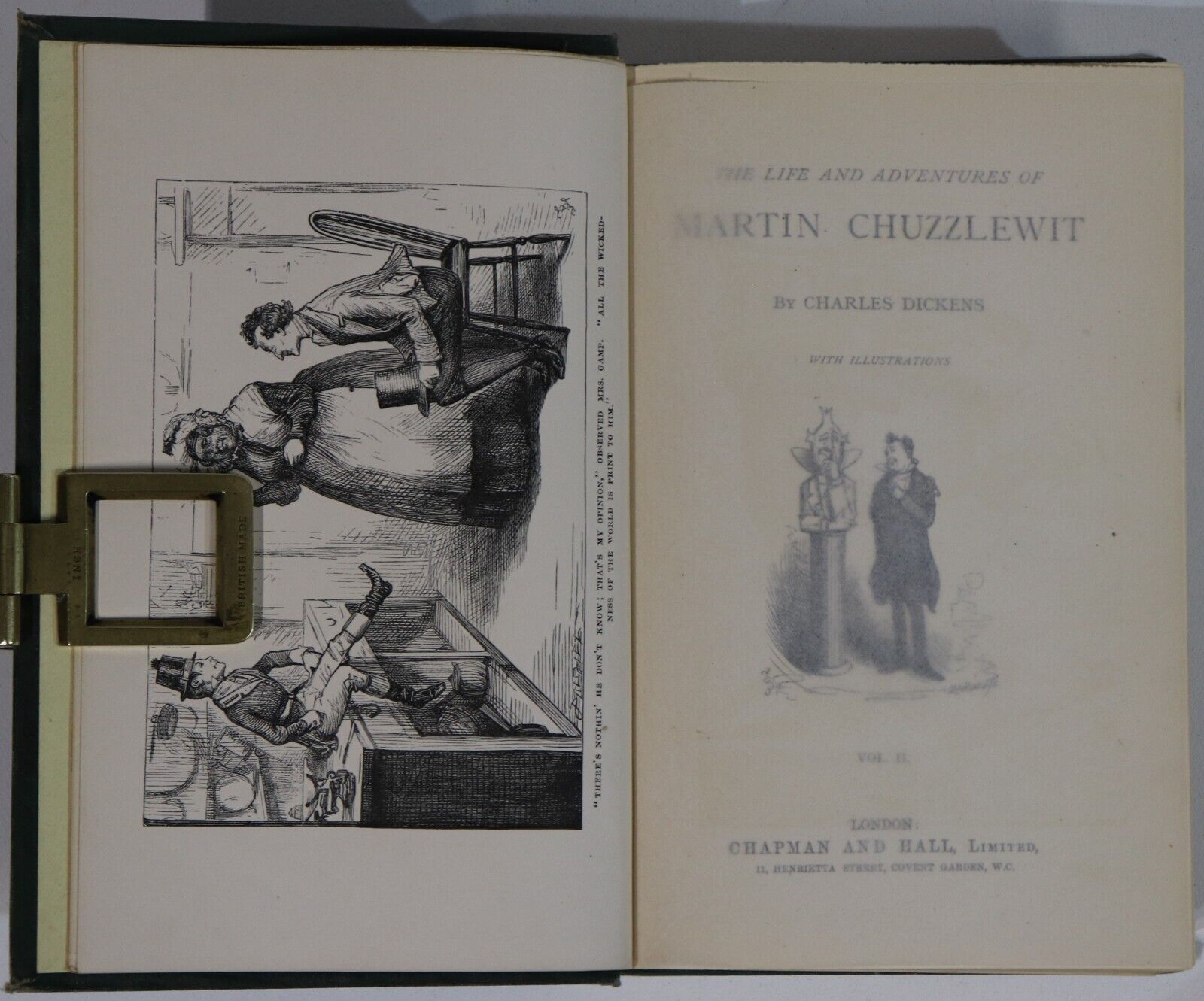 c1879 2vol Martin Chuzzlewit by Charles Dickens Antique British Fiction Book Set