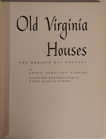1955 Old Virginia Houses by E.F. Farrar Vintage American Architecture Book - 0