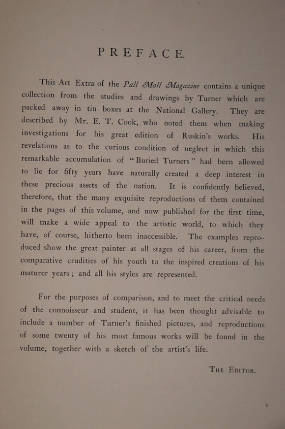 1905 Hidden Treasures At The National Gallery by JMW Turner Antique Art Book