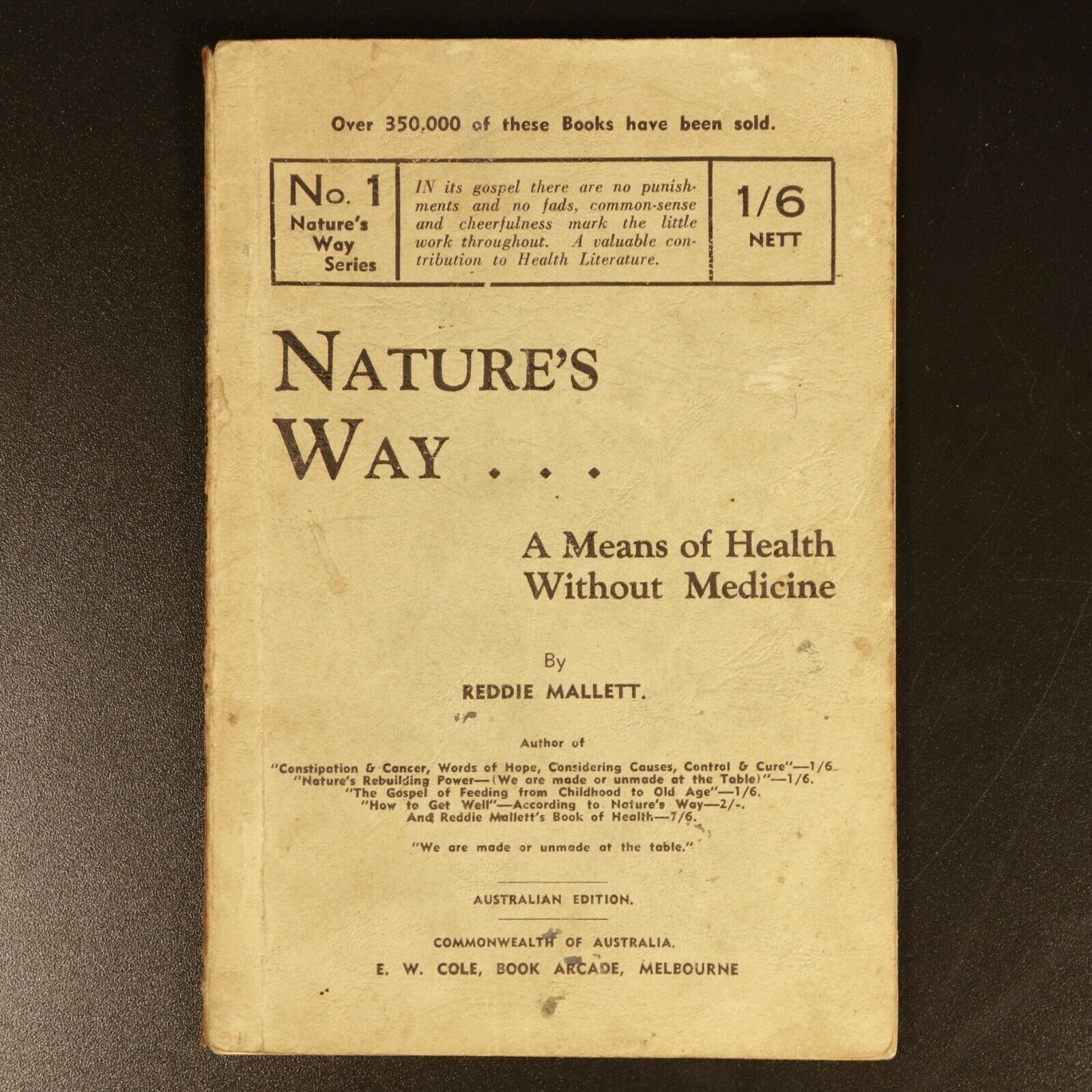 c1920 Nature's Way Health Without Medicine Antique Australian Health Book