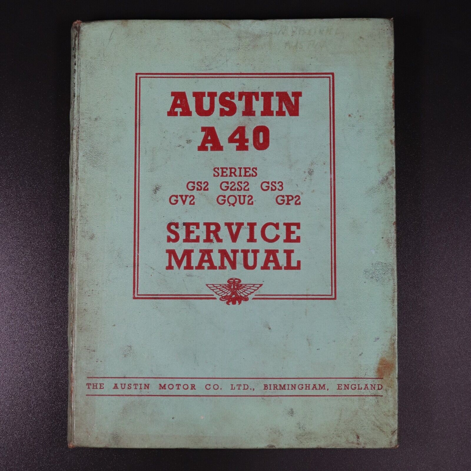 1952 Austin A40 Service Manual Vintage Automotive Reference Book Made In England