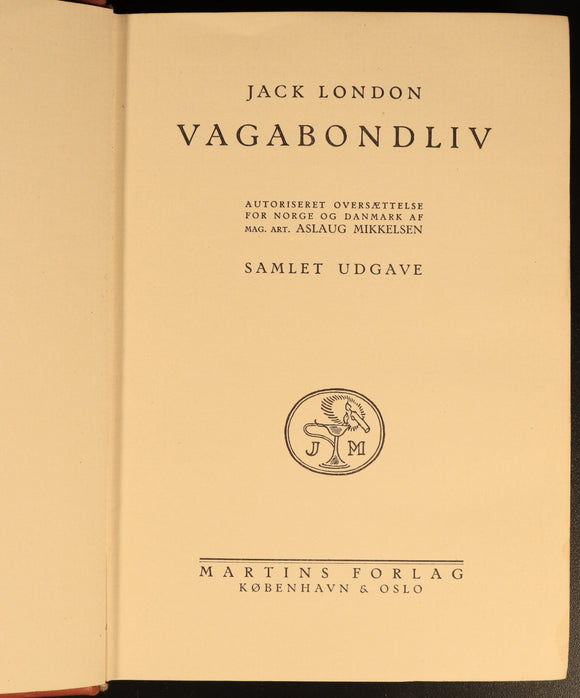 c1930 Vagabondliv by Jack London Samlet Udgave Antique Fiction Book Dutch