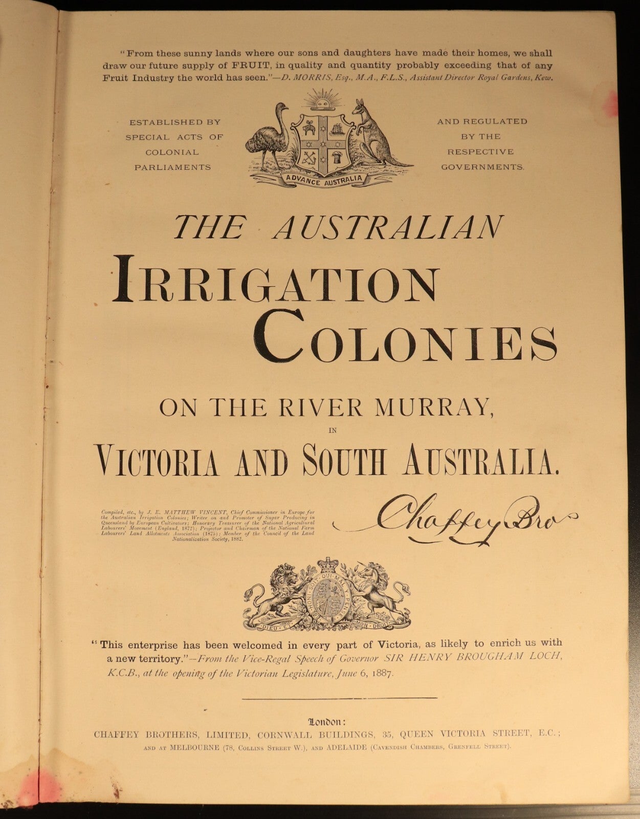 1887 The Australian Irrigation Colonies Antiquarian Australian History Book