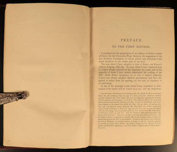 1874 Cicero Select Letters by Albert Watson Antique Roman History Book Clarendon
