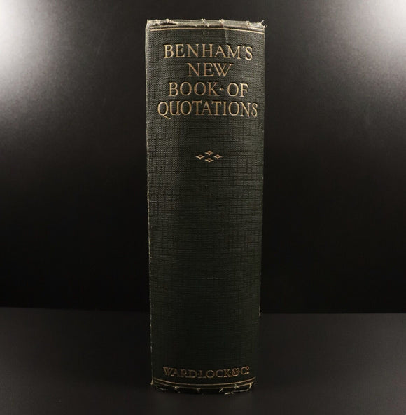 1924 Benham's Book Of Quotations Proverbs Household Words Antique English Book