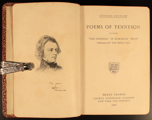 Poems Of Tennyson Oxford Edition 1904 Antique British Poetry Book Gilt Edged