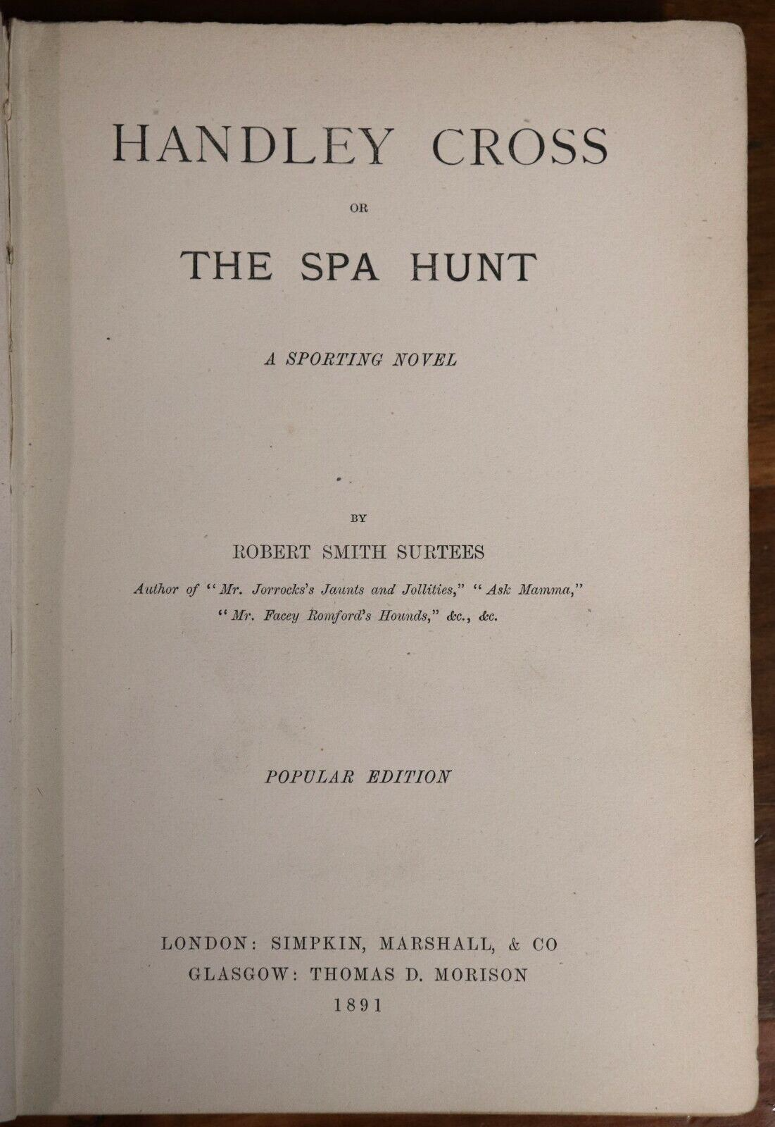 1891 Handley Cross A Sporting Novel by Robert S Surtees Antique Fiction Book - 0