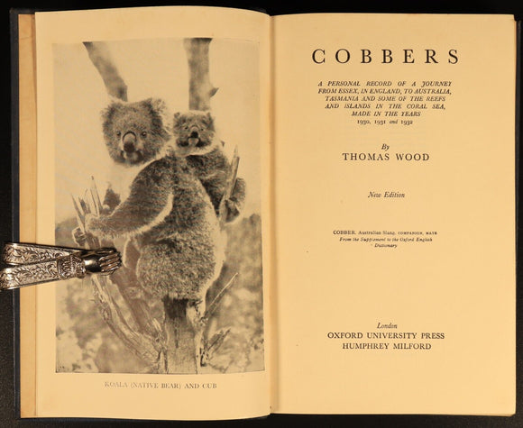 Cobbers by Thomas Wood 1938 Antique Australian History Book England To Tasmania